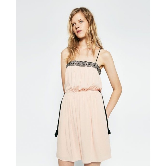 Zara Embroidered Lace Neckline Boho Dress - Picture 2 of 6